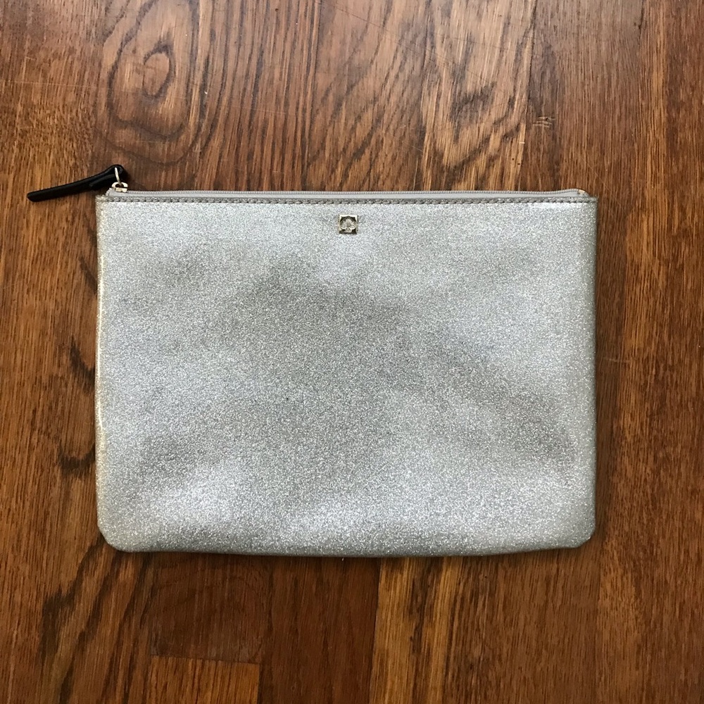 NWOT Kate Spade Silver Glitter Pouch
